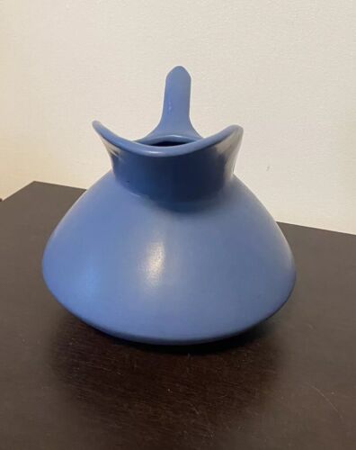 MCM Blue Squat Pitcher 6” Elongated Mouth - Picture 3 of 4