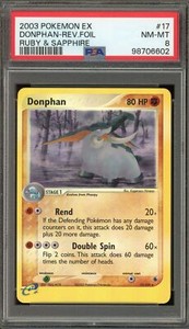 Pokemon Donphan EX Ruby & Sapphire Reverse Holo Rare #17 PSA 8