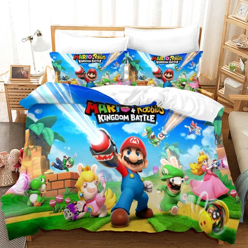 Super Mario Bettwäsche-Set 3-teilig Bettdecke/Bettbezug Kissenbezug UK Single Double King/Groß - Bild 10 von 22