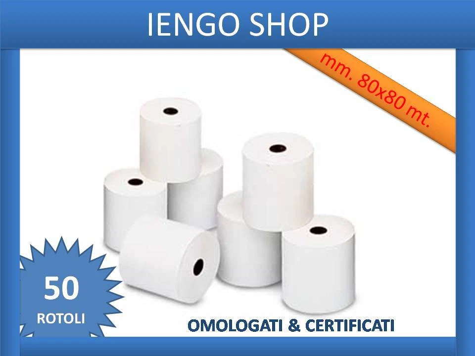 50 ROTOLI TERMICI MM 80 X 80 METRI CARTA CERTIFICATA DI ALTA QUALITA'