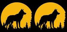 Wolf Moon Silhouette Two 5" Orange Vinyl Decals Car Truck Camper Windows Laptop