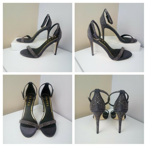 RAVEL - Woman's Black Rinestone Sparkling Strappy Shoes Heels UK 6 RRP £85 Party - Picture 1 of 6