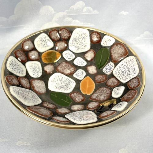 Mid-century Mosaic Pebble and Leaves Catch-All Trinket Plate Bowl 5” Lot Of 2 - Picture 4 of 8