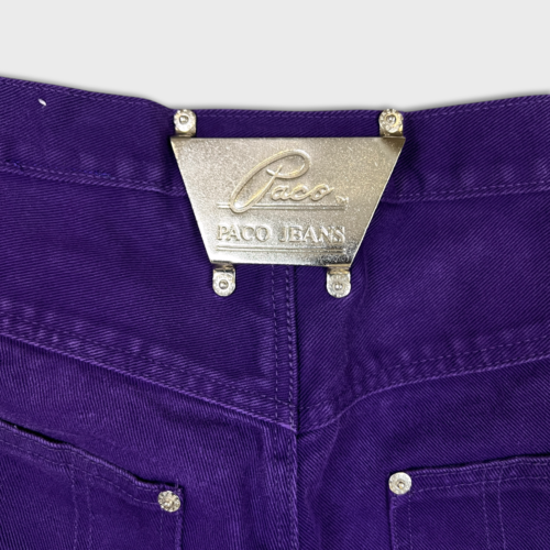 Vintage PACO Jeans Mens 32x34 Purple Straight Baggy Fit Denim 90s Pants - Picture 7 of 10