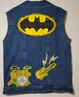 Garanimals 365 Kids Denim Jean Vest Sz 8 Rockin Batman Hand Altered 1 Of A Kind