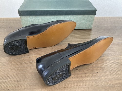 Vintage Young Mens Size 7 Black Leather Slip On Dress Shoes - 50's-60's - NOS - Picture 5 of 7