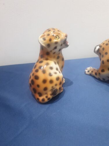 2X Statua In Ceramica Ronzan π π Leopardi - Foto 9 di 19