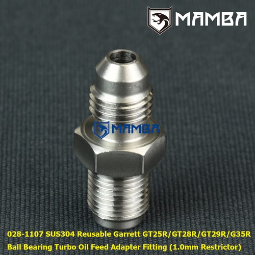 SUS304 4AN Turbo Oil Feed Adapter Fitting Garrett GT25R GT28R GT29R GT30R GT35R - Picture 2 of 9