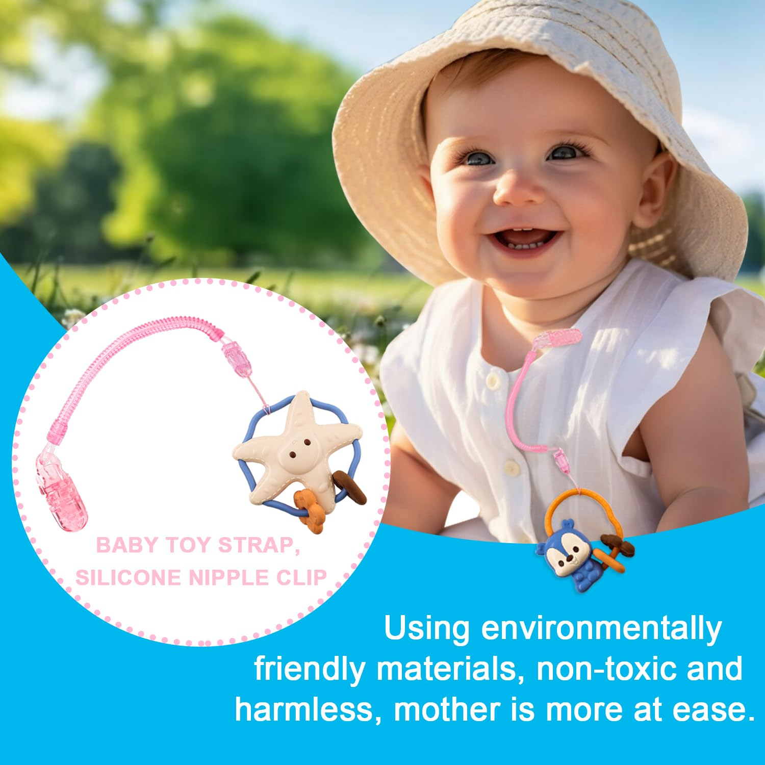 5Pack Pacifier Holder, Retractable Chain BpaFree, Flexible and Rust