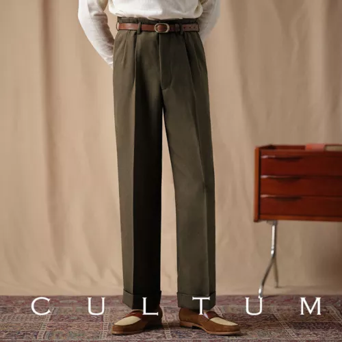 Pantalones de hombre cintura alta Nápoles Hollywood ajustados rectos plisados traje pantalones pantalones - Imagen 26 de 30