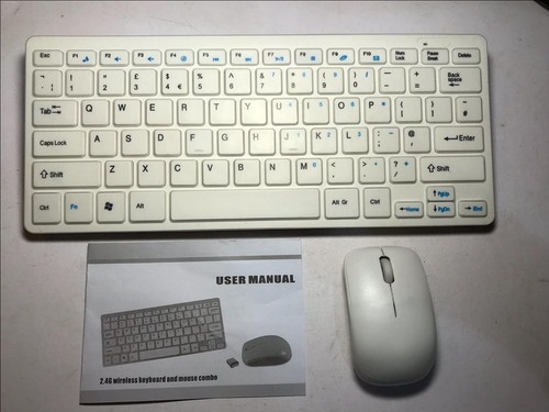 White Wireless Small Keyboard & Mouse for Power Mac G5 Mac OS X Version 10.5.8 - Picture 1 of 8