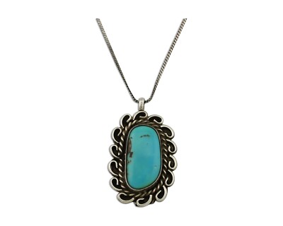 Jimmy Henderson Vintage Native American Navajo Turquoise Sterling Silver Necklace Jimmy Henderson Vintage Native American Navajo Turquoise Sterling Silver Necklace