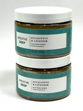 NEW 2 BATH  BODY WORKS EUCALYPTUS  LAVENDER SALT BODY SCRUB 17 OZ VITAMIN E