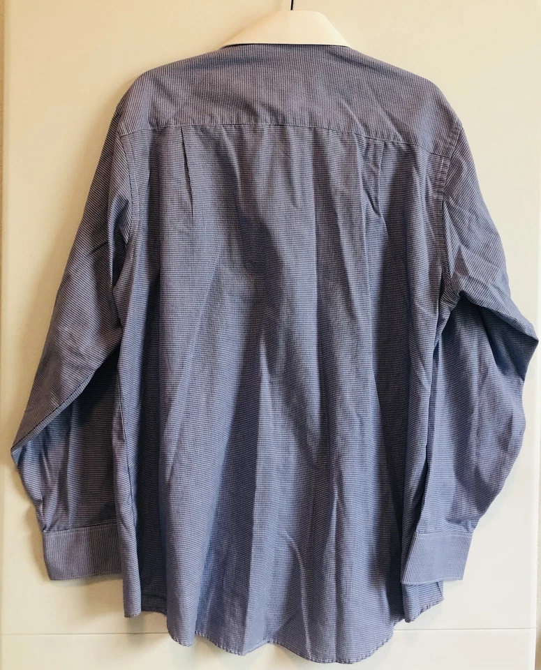 Camisa de vestir Geoffrey Beene para hombre 16,5 azul pata de gallo manga larga abotonada Foto 3 de 4