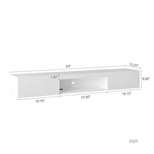 Supporto TV galleggiante lucido armadio a parete 20 colori console multimediale LED max - Foto 4 di 13