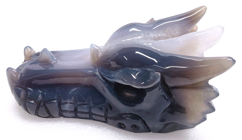 5,1 Zoll natürlicher Achat geschnitzter Kristall Drachenschädel, super realistisch, Kristallheilung - Bild 3 von 9