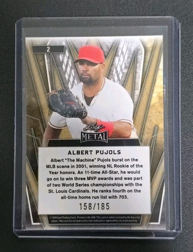 2024 Leaf Metal Baseball #2 ALBERT PUJOLS Silver Prismatic /185 - Picture 2 of 2