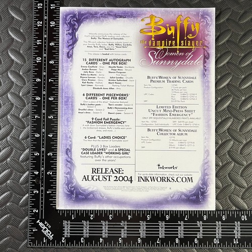 INKWORKS 2004 BUFFY THE VAMPIRE SLAYER WOMEN OF SUNNYDALE FLYER PROMO SELL SHEET - Picture 2 of 2
