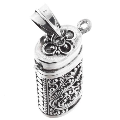 Ciondolo portapillole grande medaglione preghiera argento 925 fatto a mano sterling, 1 5/8" - Foto 2 di 5