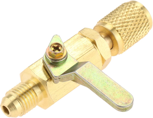Air Conditioner Ball Valve 1/4" SAE Adapter, Straight Shut-Off Valve for HVAC