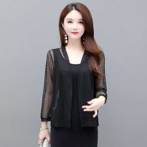 Mujeres Cárdigan de Encaje Bolero Encogerse de hombros Frente Abierto Manga 3/4 Chaqueta Corta Abrigo Fiesta - Imagen 13 de 22