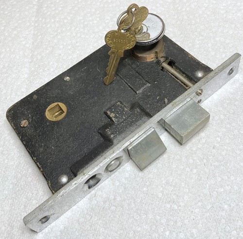 Vintage NORWALK 2311 100% Working Deadbolt Lock 8" x 1" Faceplate, 2 Orig. Keys