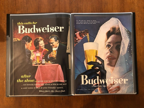 Vintage Konvolut 40 Original BUDWEISER BIER Printanzeigen in 11x14 Kunstmappe - Bild 5 von 22