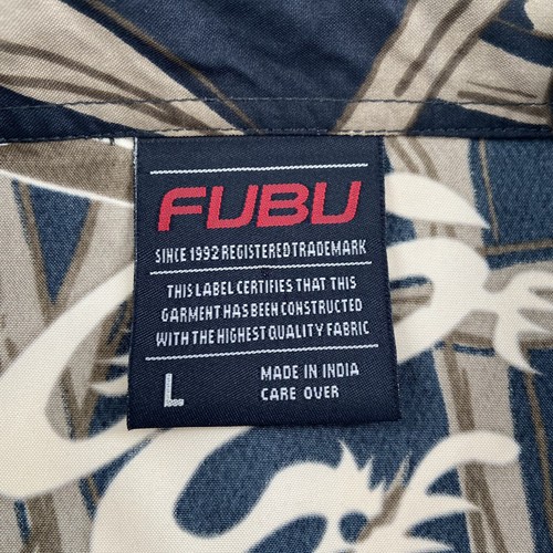 VINTAGE Fubu Shirt Adult Large Black Button Up Long Sleeve All Over Print Mens L - Picture 6 of 10