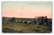 J.R. Smith’s Farm Harvesting Outfit Beach North Dakota N.D. Postcard G5