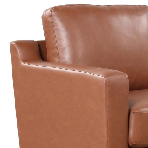 Serta Sofa/Couch 78"W Mid-Century Square Arm Faux Leather Upholstered Wood Brown - Picture 5 of 8