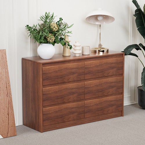 6 Drawer Double Rows Dresser Wide Storage Organizer Cabinet for Living Room Home - Picture 8 of 13