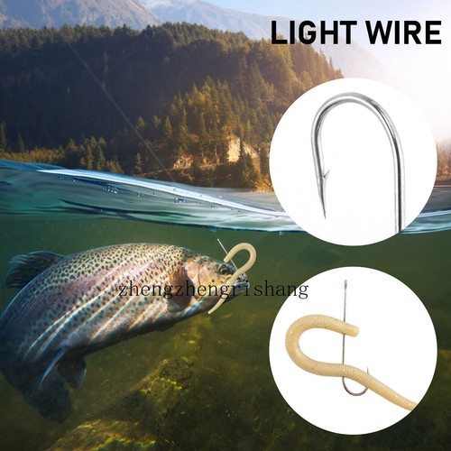 100PCS Long Shank Aberdeen Hooks Light Wire Fishing Hook Live Bait Freshwater - Picture 9 of 22