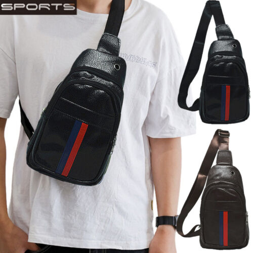 Mens Womens Fanny Pack Cross Body Chest Sling Bag Shoulder Leather Backpack Bag - Picture 2 of 13