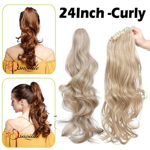 US Long Jaw Claw On Ponytail Hair Piece Clip In Thick Pony Tail Hair Extensions - Picture 47 of 90