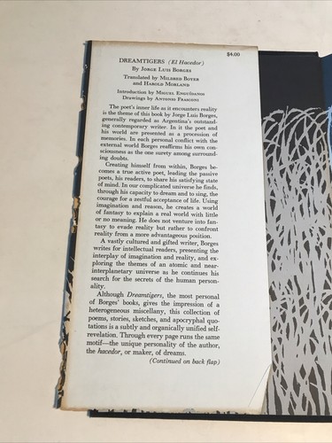 Dreamtigers Jorge Luis Borges 1st Edition 2nd Print 1968 HC DJ - Picture 8 of 24