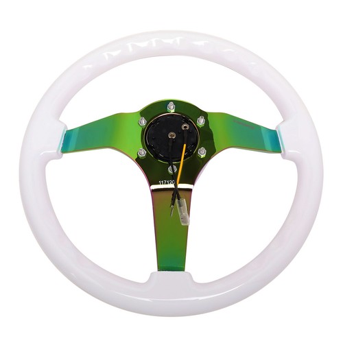 NRG RST-036WT-MC 350MM 3"DEEP DISH WHITE WOOD GRAIN STEERING WHEEL W/HORN BUTTON - Picture 5 of 5