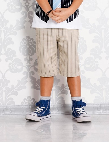 John Baner Children Elegant Bermuda Shorts Stripes Beige 916353 - Picture 2 of 2