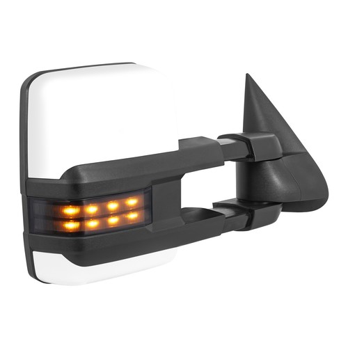 Pair White Power Heated Tow Mirrors For 2008-2013 Chevy Silverado 1500 2500 3500 - Picture 10 of 14