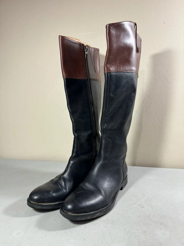 Enzo Angiolini Mujer Negro y Marrón Cuero Cremallera Lateral Ellerby Botas de Equitación 6.5 Foto 2 de 3