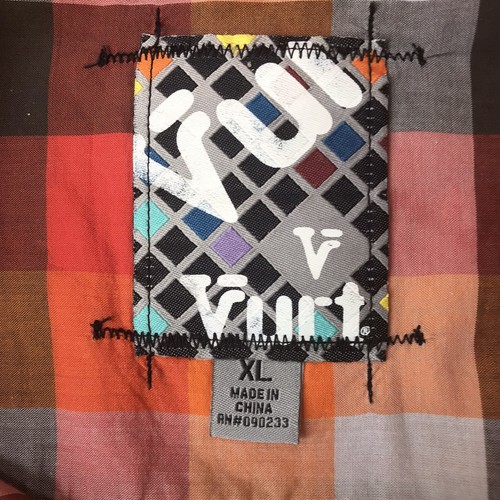 Vurt Men's Shirt Long Sleeve Button Up - Orange, Gray & Brown Check Plaid Fall - Picture 3 of 11