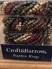 12 Metallic Beaded Twist Napkin Rings Round New in Boxes 3 Sets of 4