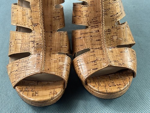 Donald J Pliner Haddi Women Shoes Brown 9 M Patent Cork Slingback Wedge Sandals - Picture 14 of 14