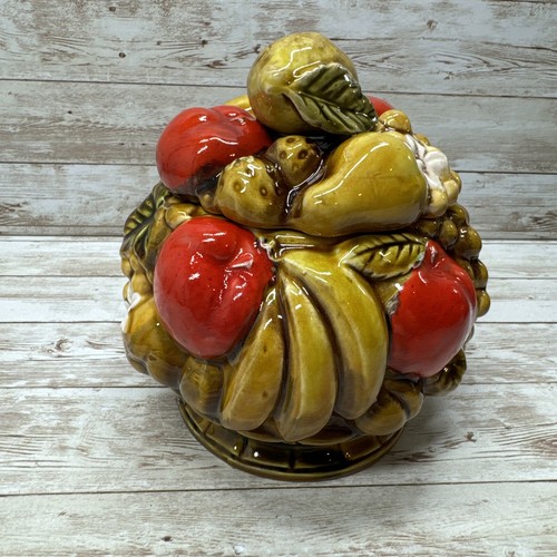 Vintage 7" Inarco Japan Orange Spice Ceramic Fruit Covered Candy Dish Cookie Jar - Picture 4 of 9