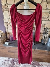 Shein Front Wrap Skirt Dress Maroon Size M BNWT