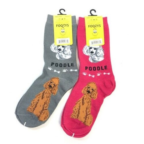 Poodle Dog Socks Fun Novelty Dress Casual SOX Puppy Pet Foozys 2 Pair Diff Color - Picture 6 of 17