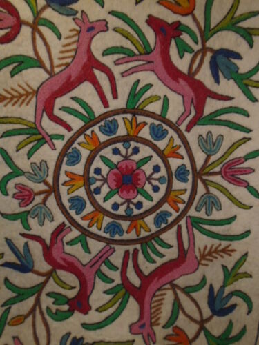 NAMDHA KASHMIR FELT WOOL TEXTILE 3' X 4' VERY CLEAN BEAUTIFUL COLORS - Picture 4 of 11