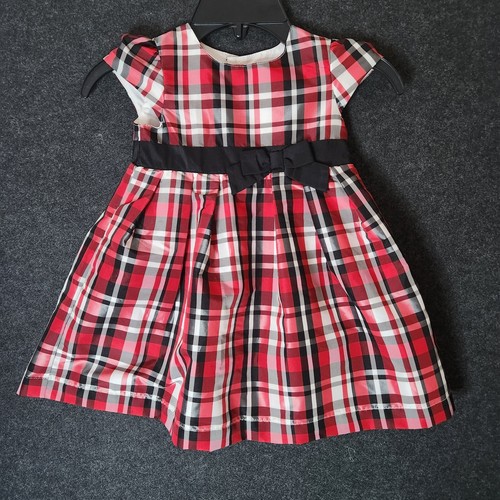 Carter's Toddler Multicolor Plaid Short Sleeve Lined Christmas Holiday Dress 18M