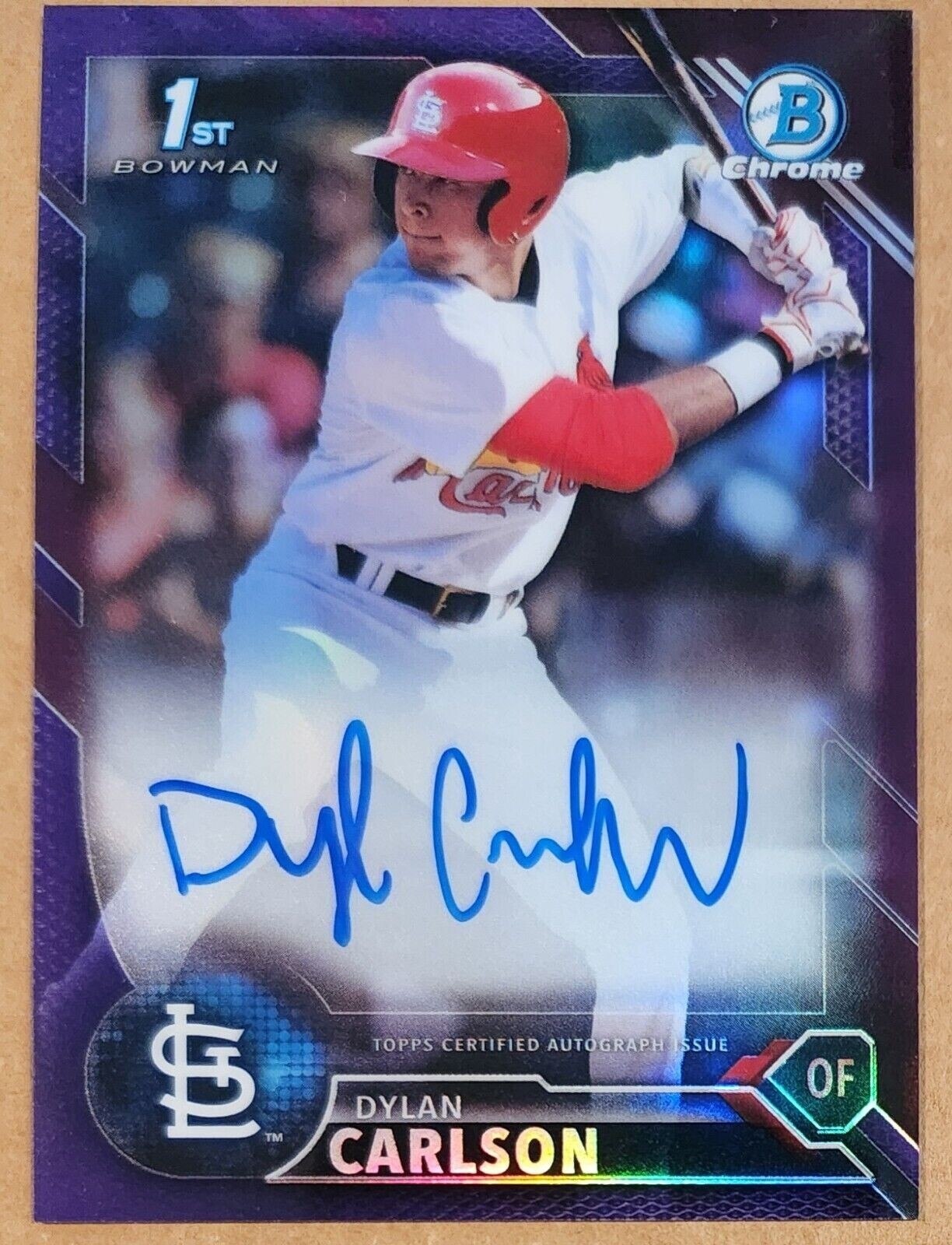 Dylan Carlson 2016 Bowman Chrome Draft Picks Auto Purple Refractor /250