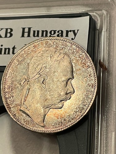 1880 KB Hungary 1 Forint Silver Coin Austria Franz Joseph w/ Plastic Case! - Picture 5 of 16