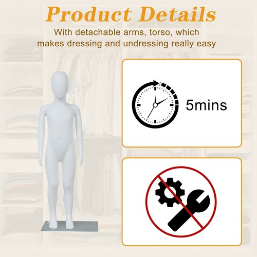 Child Plastic Realistic Mannequin Dress Form Display Full Body Manikin with Base - Picture 11 of 18